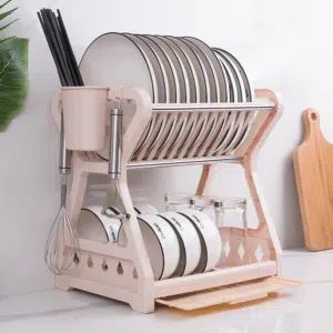 Dish Drying Rack Double Layer Bowls Drainer Shelf Multifunctional Storage Chopsticks Rack Plate Cups Stand Kitchen